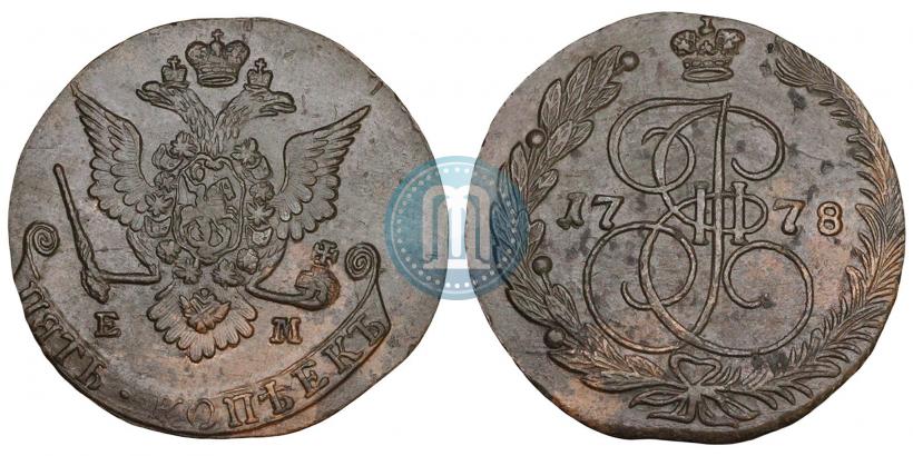Фото 5 копеек 1778 года ЕМ 