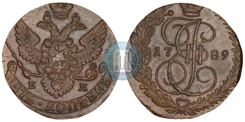 Picture 5 kopecks 1789 year ЕМ 