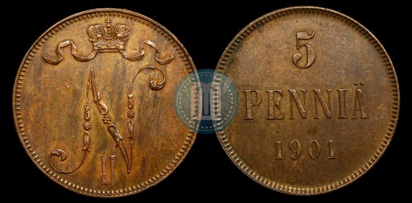 Picture 5 pennia 1901 year  