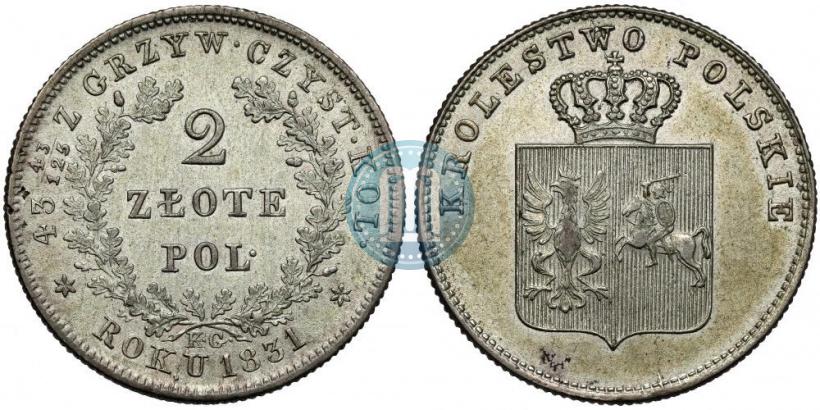 Picture 2 złote 1831 year KG "Polish uprising"