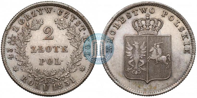 Picture 2 złote 1831 year KG "Polish uprising"