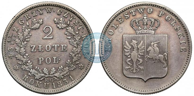 Picture 2 złote 1831 year KG "Polish uprising"