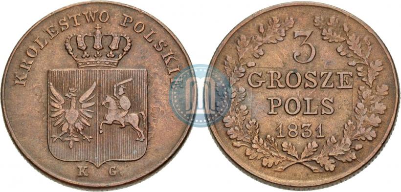 Фото 3 гроша 1831 года KG "Польское восстание"