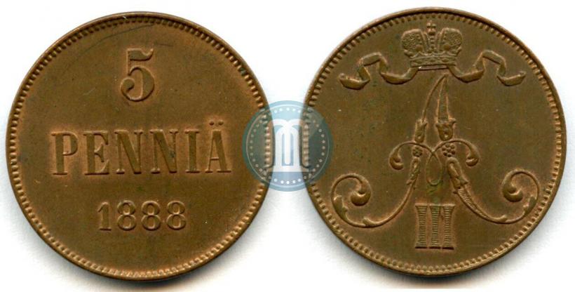 Фото 5 пенни 1888 года  