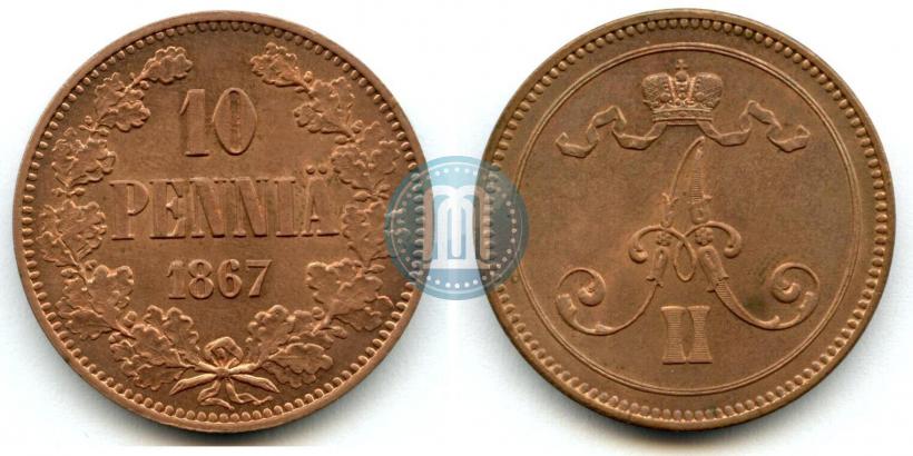Фото 10 пенни 1867 года  