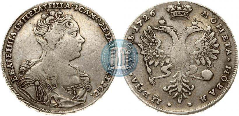 Фото 1 рубль 1726 года  "Московский тип, портрет вправо"