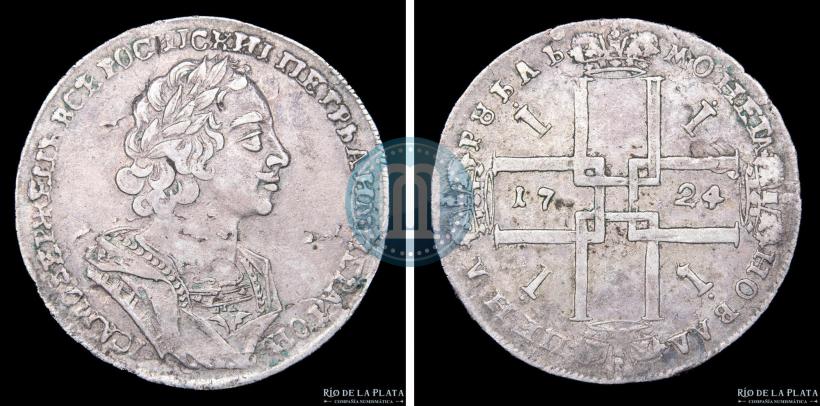 Фото 1 рубль 1724 года  "Портрет в античных доспехах"