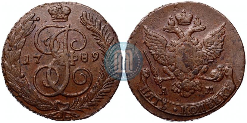 Фото 5 копеек 1789 года АМ 