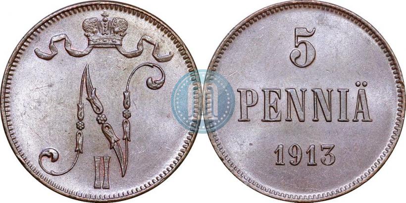 Фото 5 пенни 1913 года  