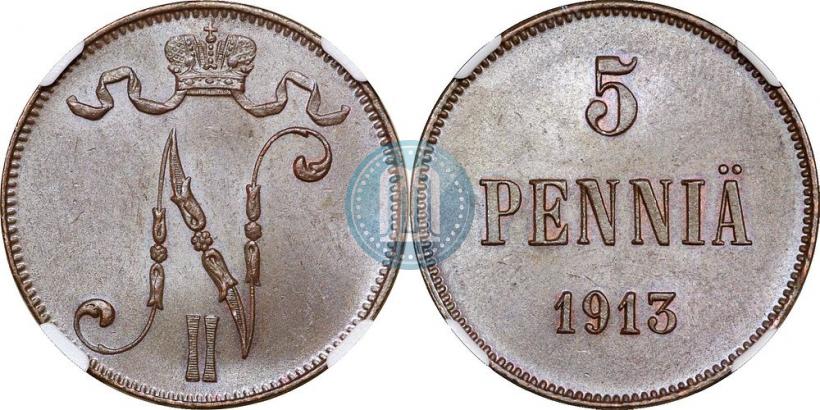 Фото 5 пенни 1913 года  