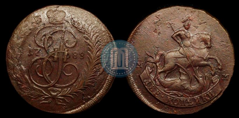 Фото 2 копейки 1788 года ММ 