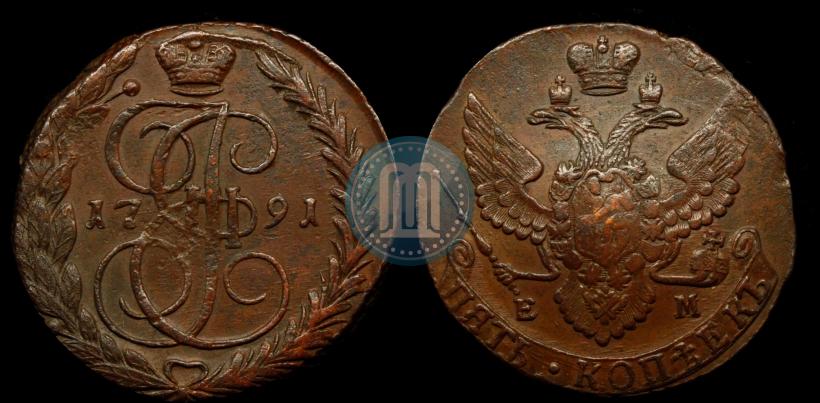 Picture 5 kopecks 1791 year ЕМ 