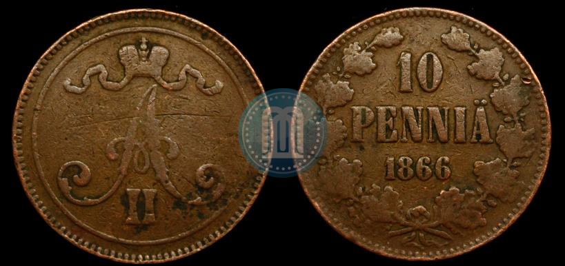 Picture 10 pennia 1866 year  
