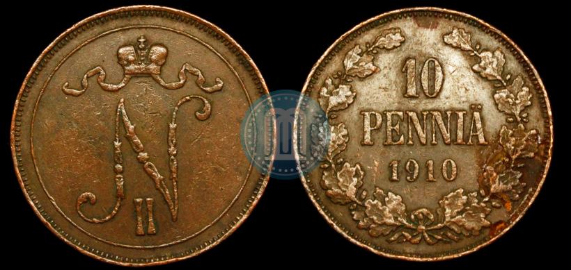 Picture 10 pennia 1910 year  