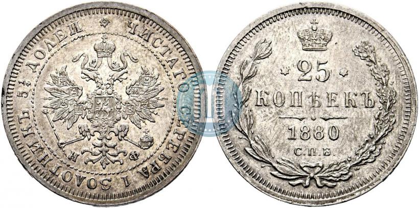 Фото 25 копеек 1880 года СПБ-НФ 