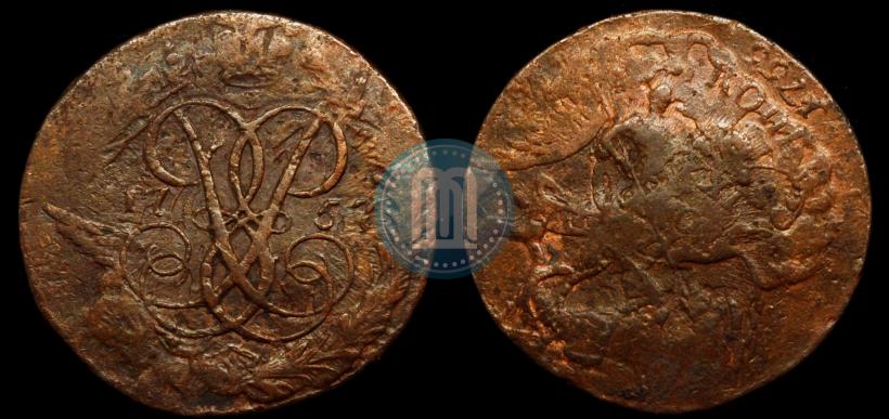 Фото 2 копейки 1757 года  "Номинал под Св. Георгием"