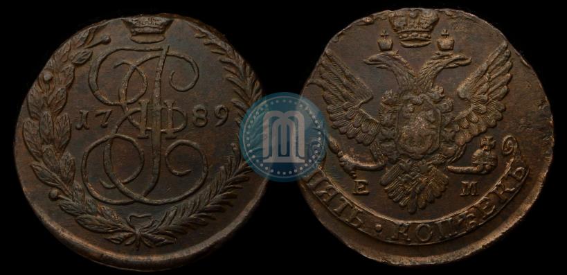 Picture 5 kopecks 1789 year ЕМ 