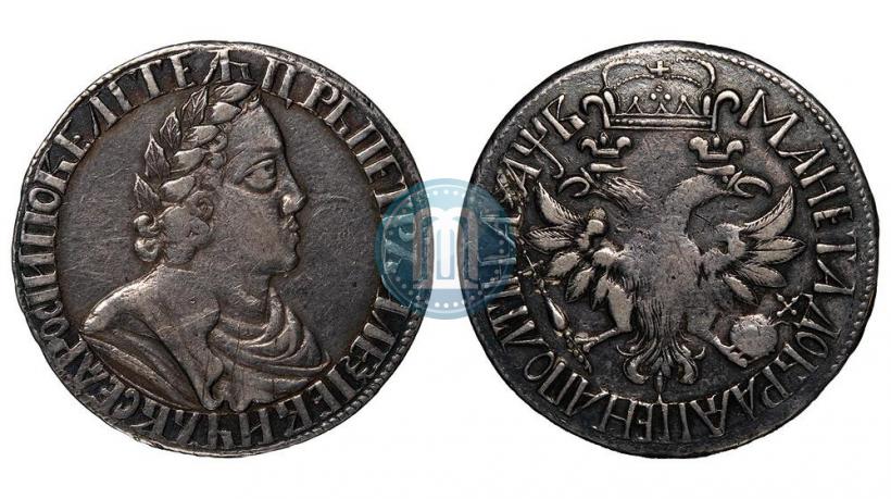 Picture Poltina 1702 year  "Without ribbons near the wreath"