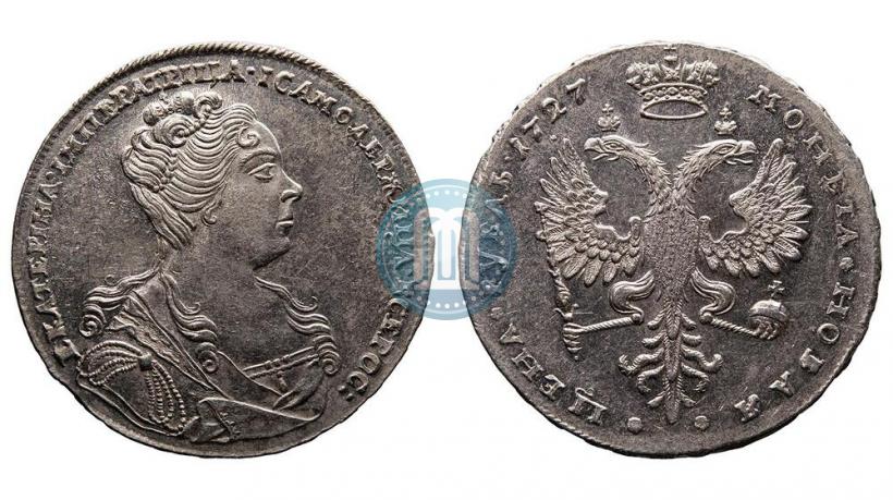 Picture 1 rouble 1727 year  "Moscow type, portrait turned to the right"