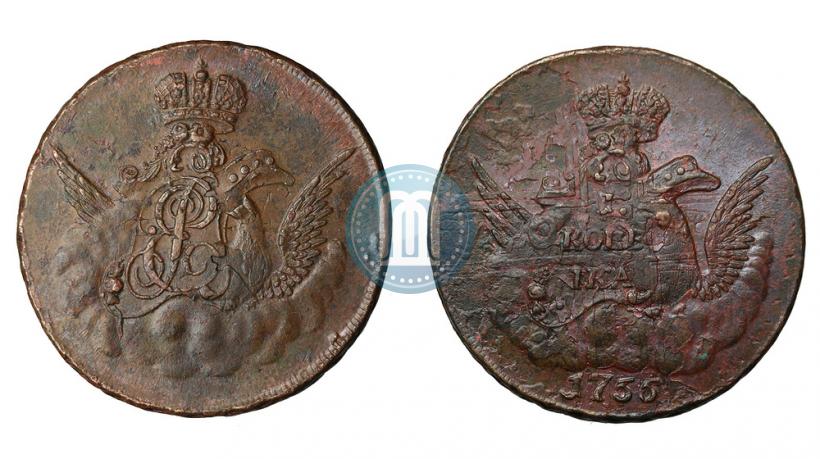 Picture 1 kopeck 1755 year  