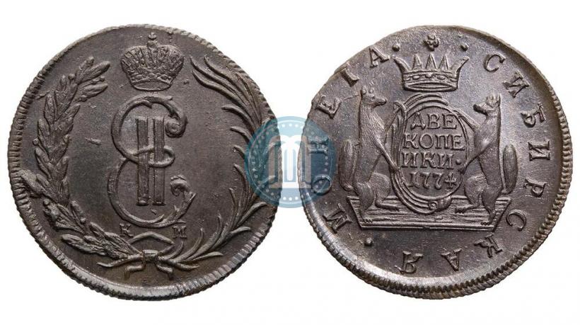 Picture 2 kopecks 1774 year КМ 