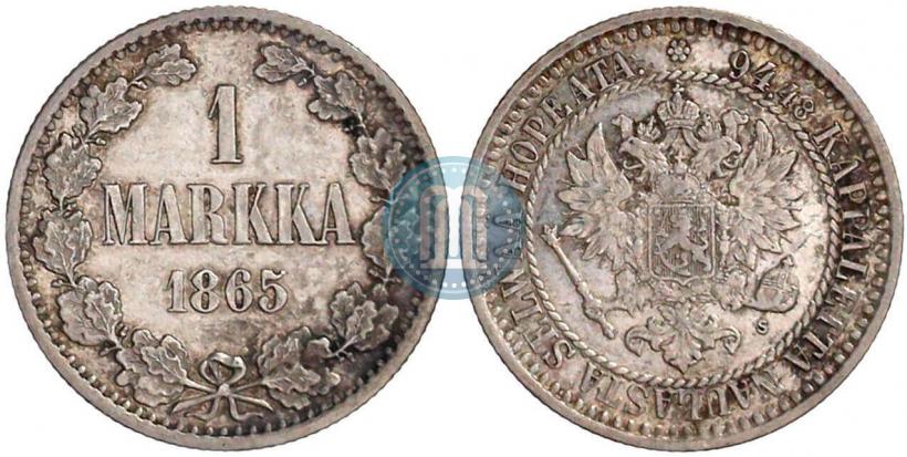Picture 1 markka 1865 year S 