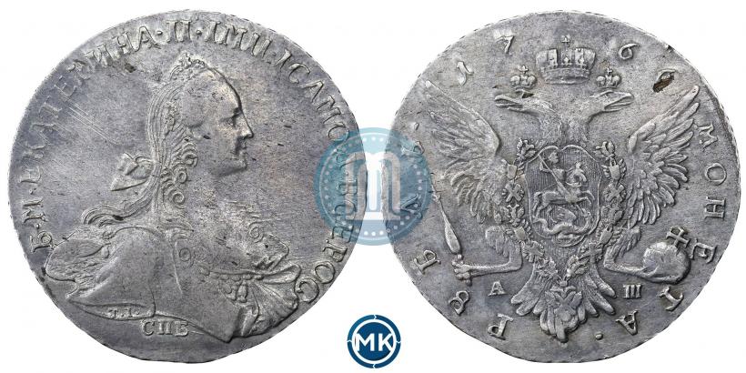 Picture 1 rouble 1766 year СПБ-АШ-Т.I. 