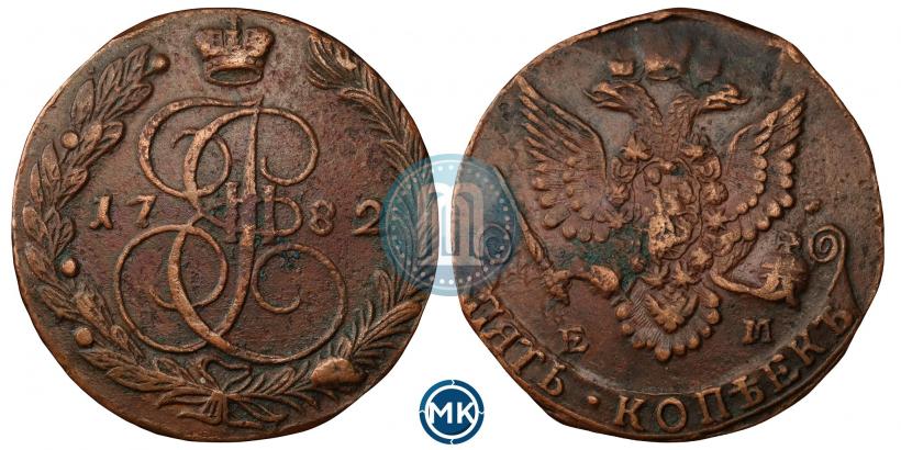 Picture 5 kopecks 1782 year ЕМ 