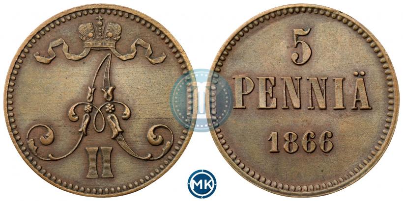 Picture 5 pennia 1866 year  