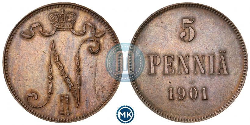 Picture 5 pennia 1901 year  