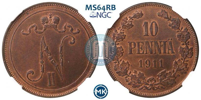 Picture 10 pennia 1911 year  