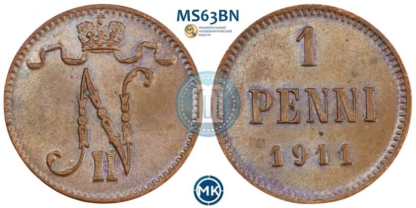 Фото 1 пенни 1911 года  