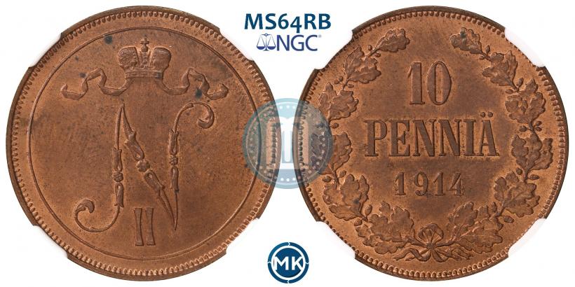 Picture 10 pennia 1914 year  