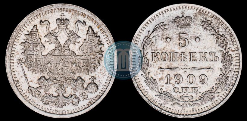 Picture 5 kopecks 1909 year СПБ-ЭБ 