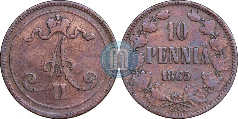 Picture 10 pennia 1865 year  