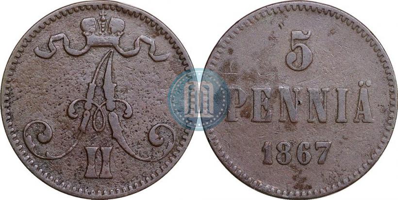 Picture 5 pennia 1867 year  