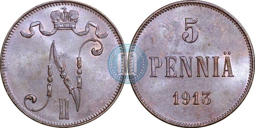 Picture 5 pennia 1913 year  