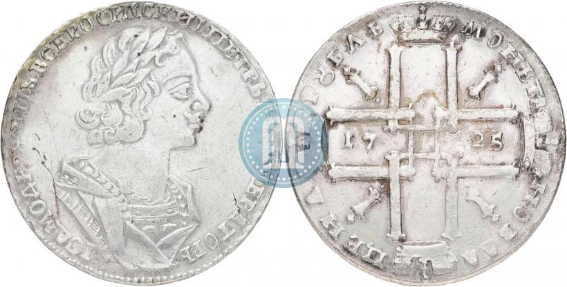 Фото 1 рубль 1725 года  "Портрет в античных доспехах"