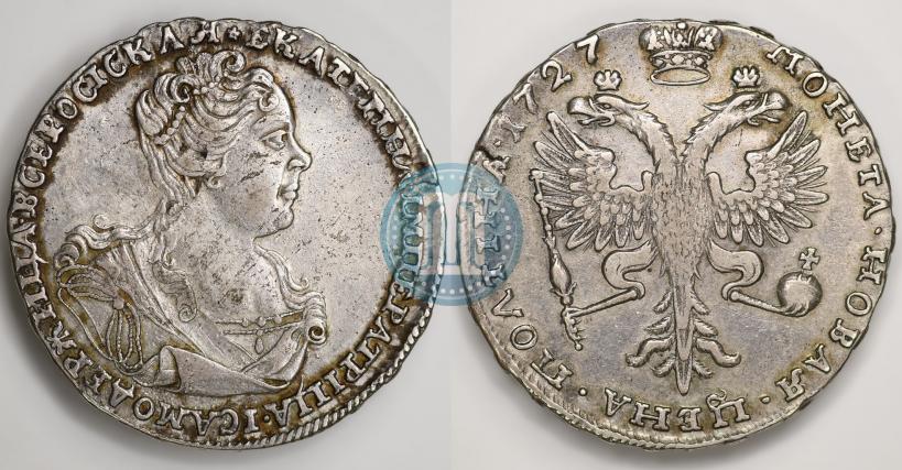 Picture Poltina 1727 year  "Moscow type, portrait turned to the right"