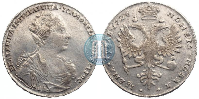 Фото 1 рубль 1726 года  "Московский тип, портрет вправо"