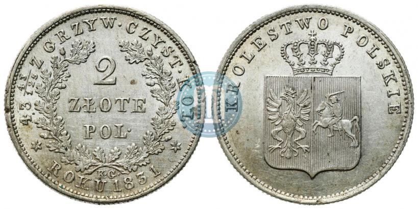 Picture 2 złote 1831 year KG "Polish uprising"
