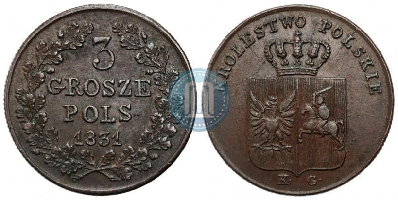 Фото 3 гроша 1831 года KG "Польское восстание"