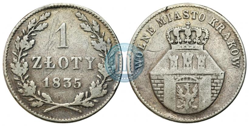 Picture 1 złoty 1835 year  "Free city of Kraków"