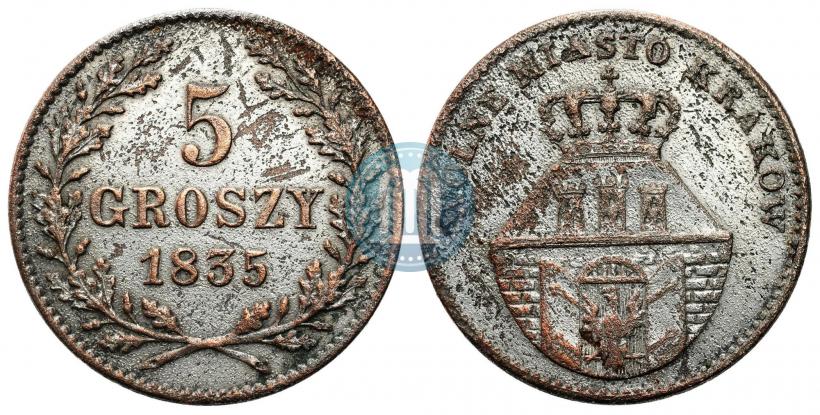 Фото 5 грошей 1835 года  "Свободный город Краков"