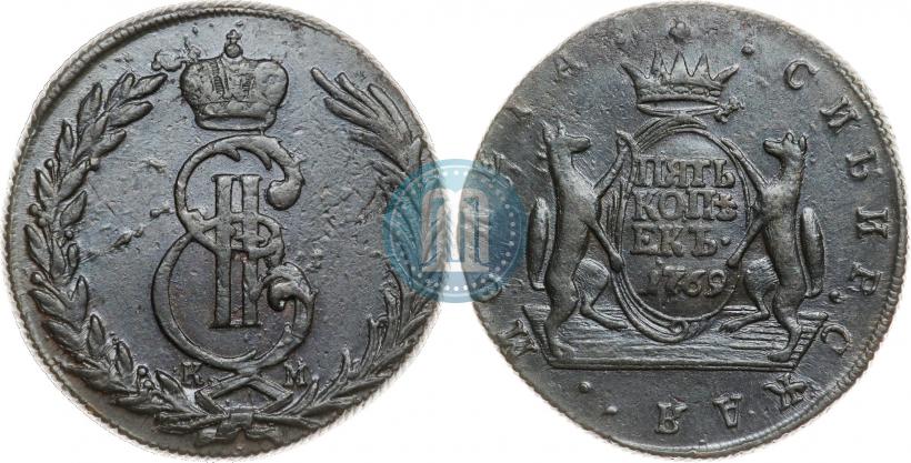 Picture 5 kopecks 1769 year КМ 
