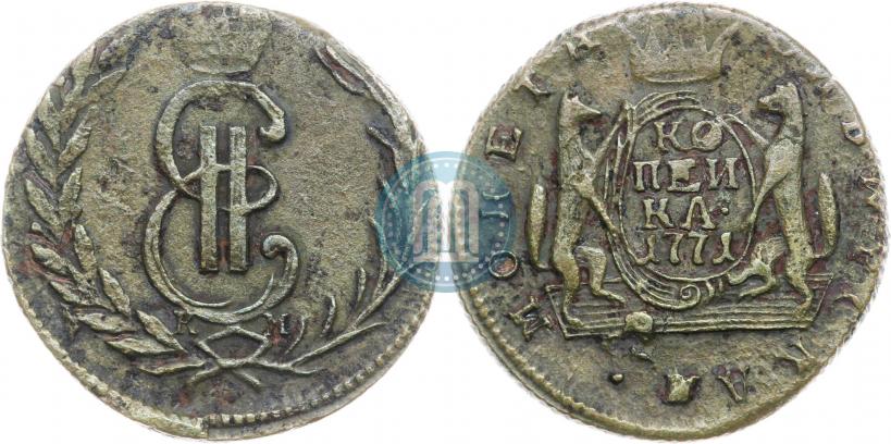 Picture 1 kopeck 1771 year КМ 