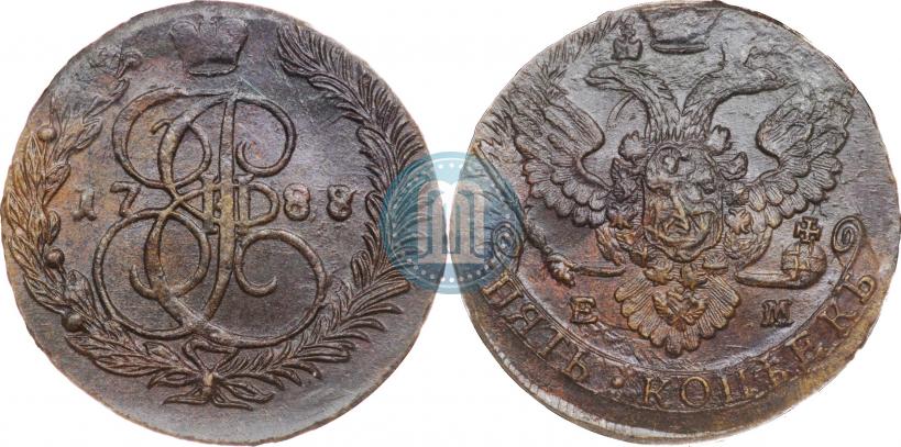 Picture 5 kopecks 1788 year ЕМ 