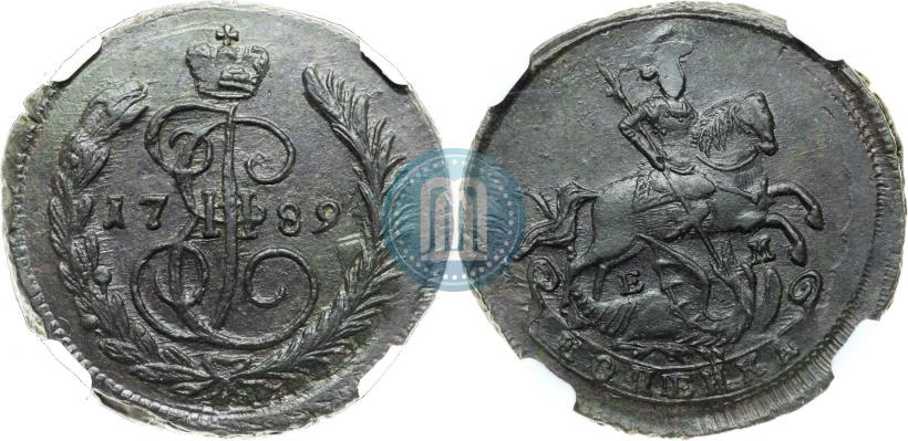 Picture 1 kopeck 1789 year ЕМ 