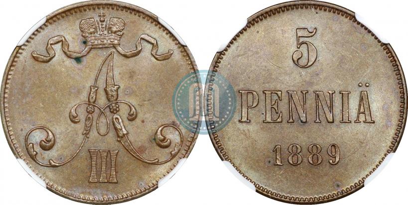 Фото 5 пенни 1889 года  