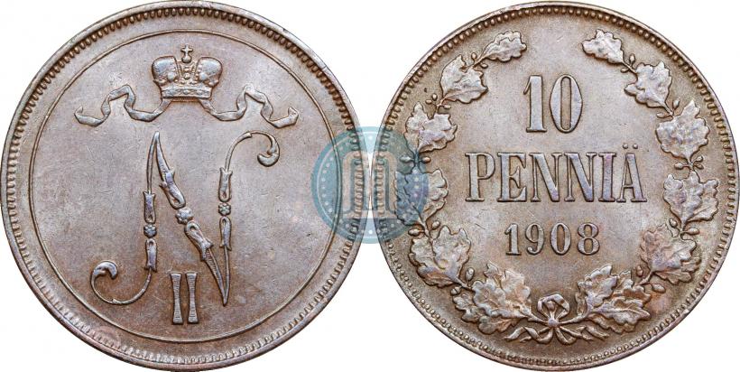 Picture 10 pennia 1908 year  